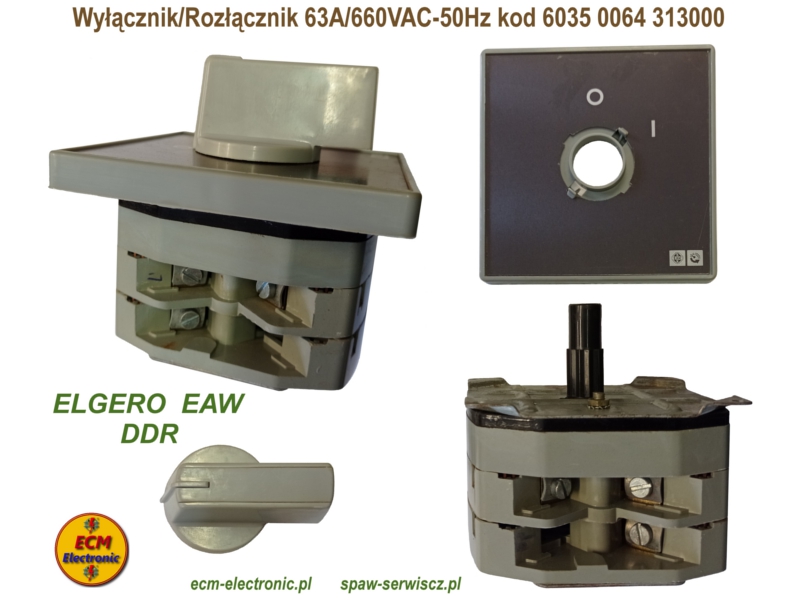 Wyłącznik/Rozłącznik 63A/660VAC-50Hz kod 6035 0064 313000